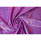 Kép 1/2 - Fekete alapon lila hologrammos táncruha anyag, fogás és színminta 30x30 cm