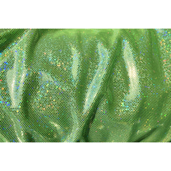Verde fluo-ezüst hologramos táncruha anyag
