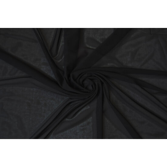 Fekete poliamid elasztán necc anyag, fogás és színminta 30x30 cm