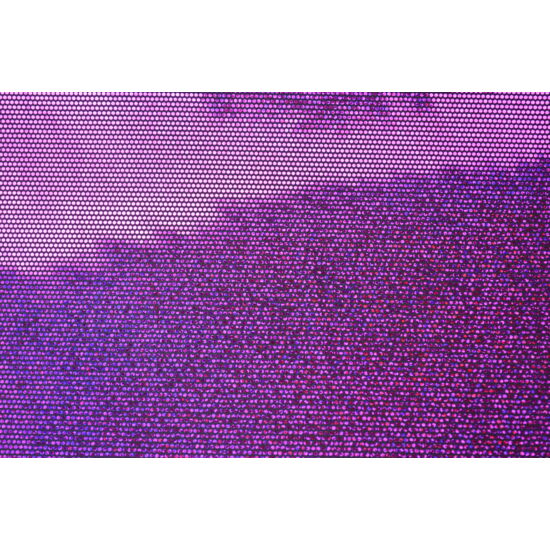 Fekete alapon lila hologrammos táncruha anyag, fogás és színminta 30x30 cm