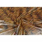 Kép 1/2 - Tigris arany laminált táncruha anyag, fogás és színminta 30x30 cm