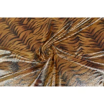 Tigris arany laminált táncruha anyag, fogás és színminta 30x30 cm