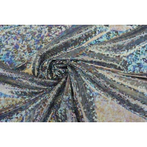 Fekete-ezüst hologramos táncruha anyag